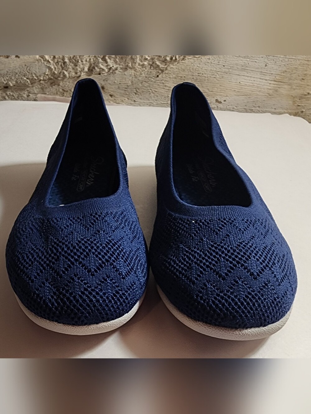 NEW Skechers Cleo sport Walking Flat Slip On Womens shoes Sz 9 wide fit Navy BB2